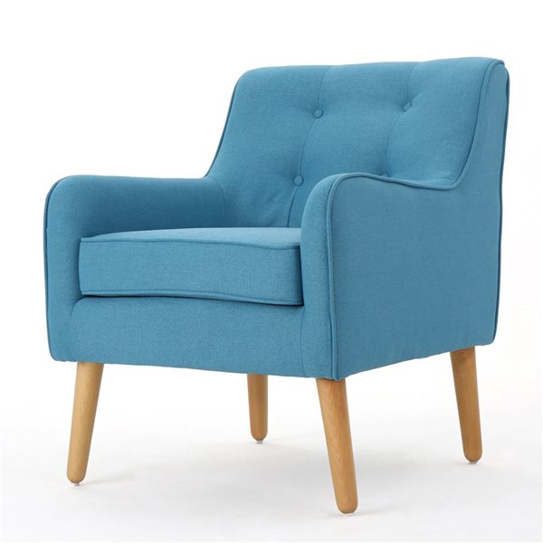 Cape Crack Teal Polyester Fabric/Wooden Legs Armchair