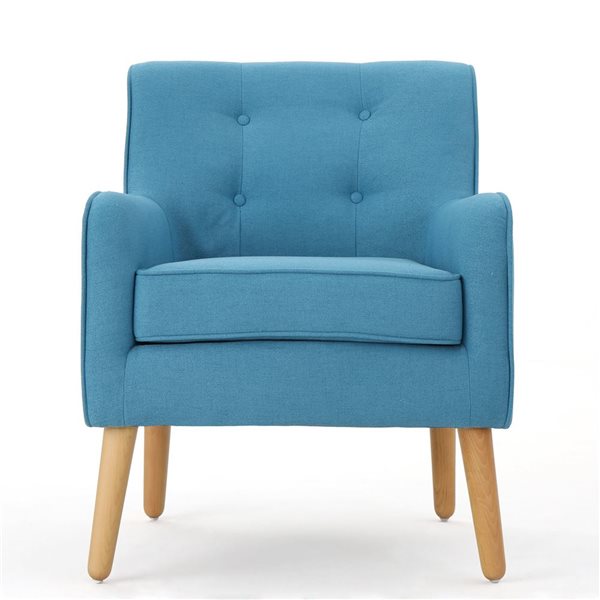 Cape Crack Teal Polyester Fabric/Wooden Legs Armchair