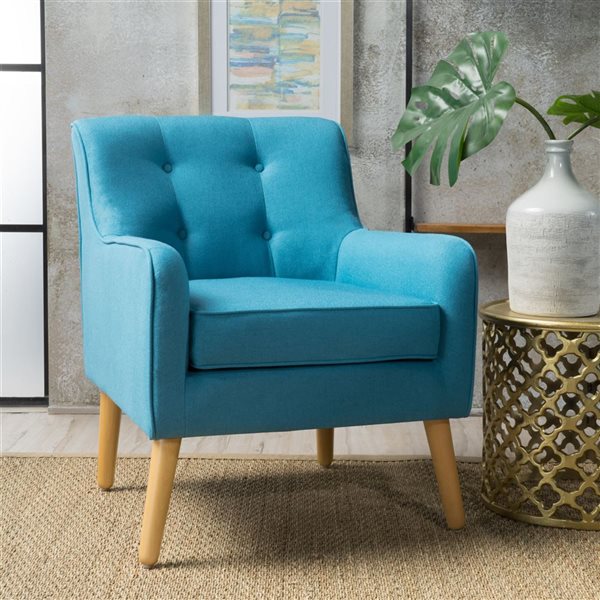 Cape Crack Teal Polyester Fabric/Wooden Legs Armchair