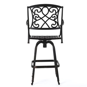 Cape Crack Copper Metal High-Backed Swivel Barstool w/ Arms and Footrest