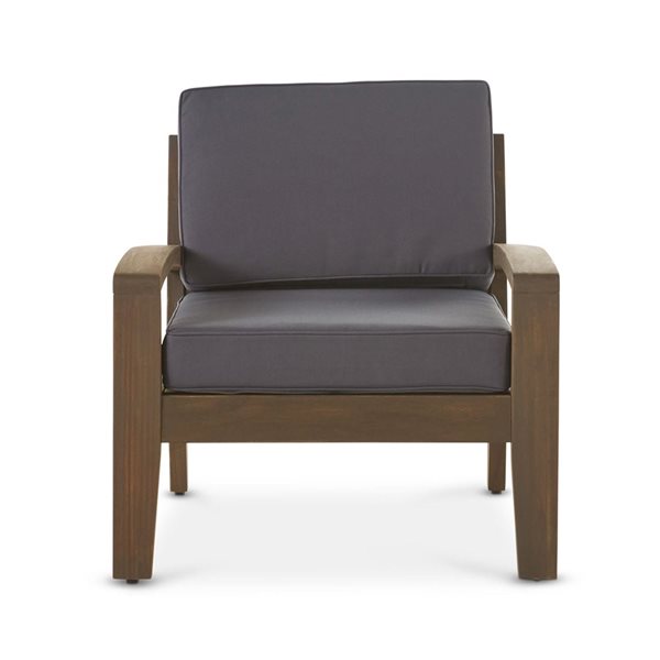 Cape Crack Grenada Acacia Wood/Grey Polyester Fabric Armchair