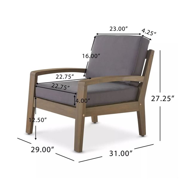 Cape Crack Grenada Acacia Wood/Grey Polyester Fabric Armchair