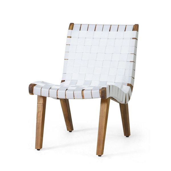 Cape Crack Charlotte White Rope Weave/Wooden Frame Outdoor Lounge Chair - Set of 2