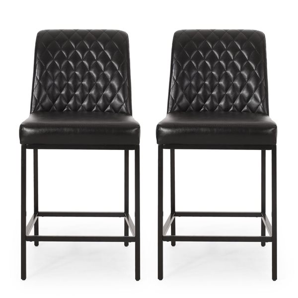 Cape Crack Black Metal Base and Polyuréthane Seat Counterstools, Set of 2