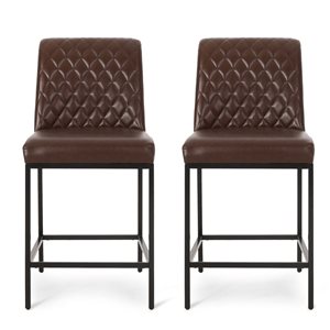 Cape Crack Dark Brown Metal Base and Polyuréthane Seat Counterstools, Set of 2