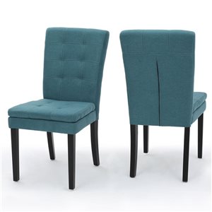 Cape Crack Aqua Blue Polyester/Wooden Legs Dining Chairs, Set of 2