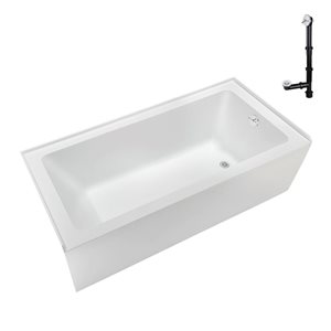Streamline 66 x 32-in Glossy White Acrylic Right-Hand Drain Alcove Bathtub - External Glossy White Drain