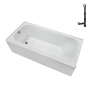 Streamline 60 x 30 x 19.3-in Glossy White Acrylic Left-Hand Drain Alcove Bathtub - External Polished Chrome Drain