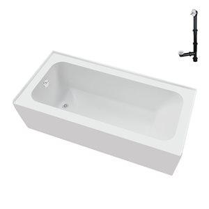 Streamline 66 x 32 x 20.3-in Glossy White Acrylic Left-Hand Drain Alcove Bathtub - External Glossy White Drain