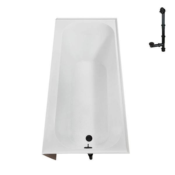Streamline 50-gal. 66 x 32-in Glossy White Acrylic Right-Hand Drain Alcove Bathtub - External Matte Bronze Drain