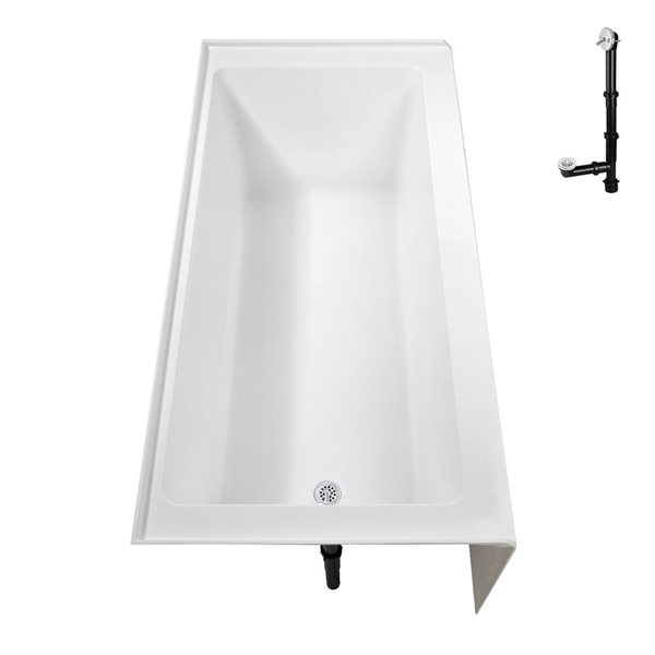 Streamline 60 x 32-in Glossy White Acrylic Left-Hand Drain Alcove Bathtub - External Glossy White Drain
