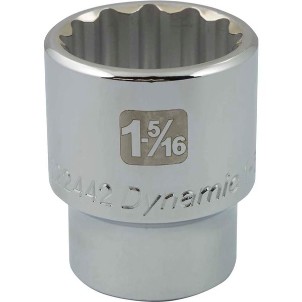 Dynamic Tools 3/4" Drive 12 Point SAE, 1-5/16-in Standard Length, Chrome Finish Socket