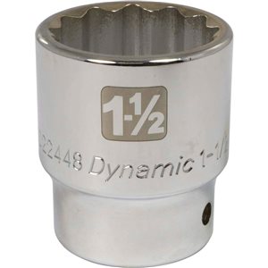 Dynamic Tools 3/4-in Drive 12 Point SAE, 1-1/2-in Standard Length, Chrome Finish Socket