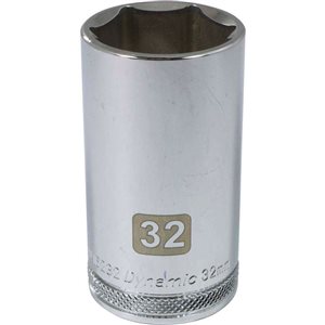 Dynamic Tools 1/2-in Drive 6 Point Metric, 32mm Deep Length, Chrome Finish Socket