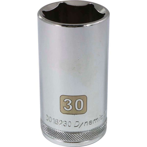 Dynamic Tools 1/2-in Drive 6 Point Metric, 30mm Deep Length, Chrome Finish Socket