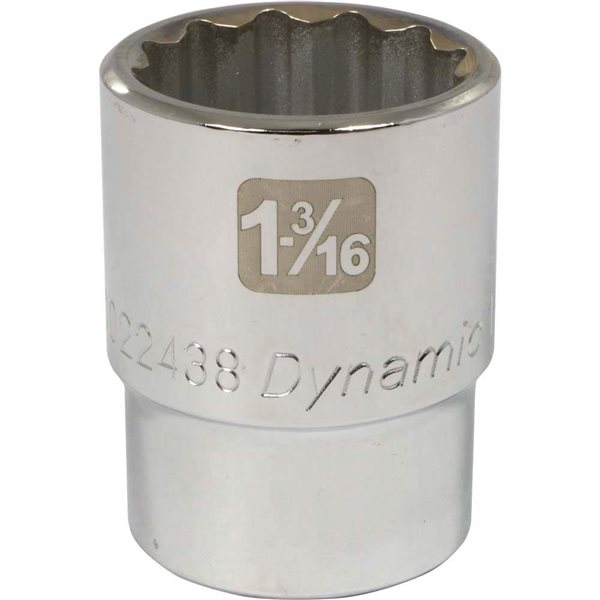 Dynamic Tools 3/4-in Drive 12 Point SAE, 1-3/16-in Standard Length, Chrome Finish Socket