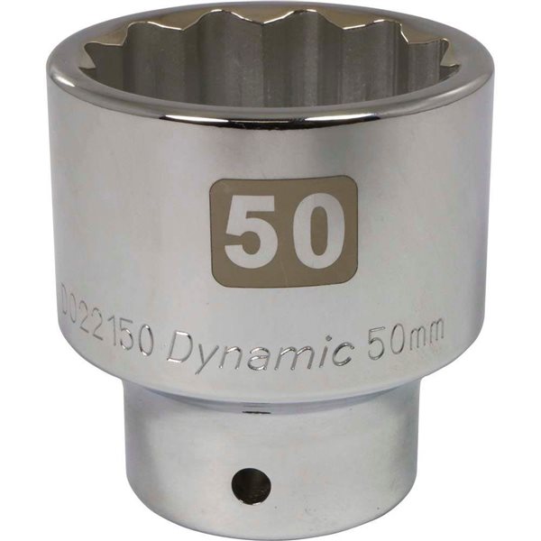 Dynamic Tools 3/4-in Drive 12 Point Metric, 50mm Standard Length, Chrome Finish Socket