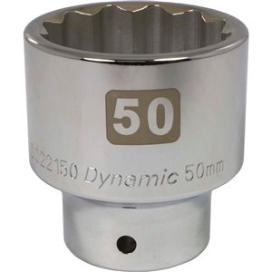 Dynamic Tools 3/4-in Drive 12 Point Metric, 50mm Standard Length, Chrome Finish Socket