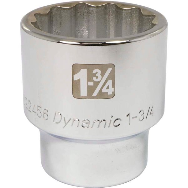 Dynamic Tools 3/4-in Drive 12 Point SAE, 1-3/4-in Standard Length, Chrome Finish Socket