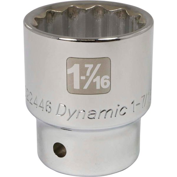 Dynamic Tools 3/4-in Drive 12 Point SAE, 1-7/16-in Standard Length, Chrome Finish Socket