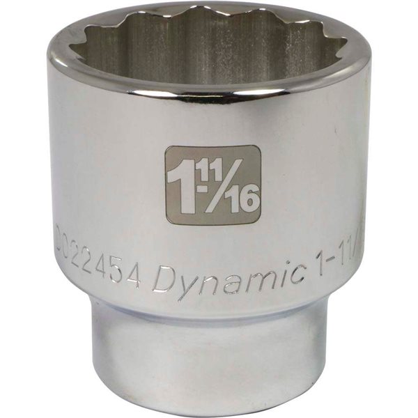 Dynamic Tools 3/4-in Drive 12 Point SAE, 1-11/16-in Standard Length, Chrome Finish Socket