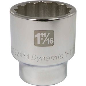 Dynamic Tools 3/4-in Drive 12 Point SAE, 1-11/16-in Standard Length, Chrome Finish Socket