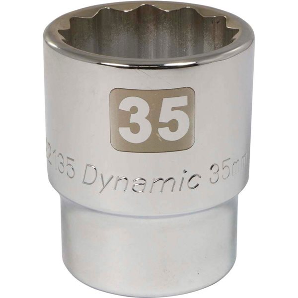 Dynamic Tools 3/4-in Drive 12 Point Metric, 35mm Standard Length, Chrome Finish Socket