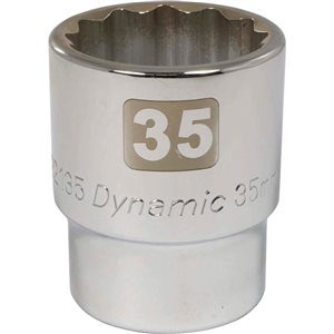 Dynamic Tools 3/4-in Drive 12 Point Metric, 35mm Standard Length, Chrome Finish Socket