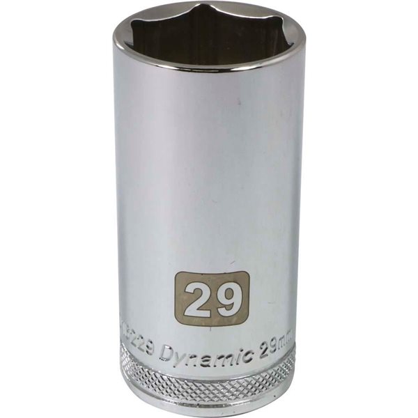 Dynamic Tools 1/2-in Drive 6 Point Metric, 29mm Deep Length, Chrome Finish Socket