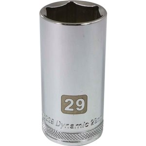 Dynamic Tools 1/2-in Drive 6 Point Metric, 29mm Deep Length, Chrome Finish Socket