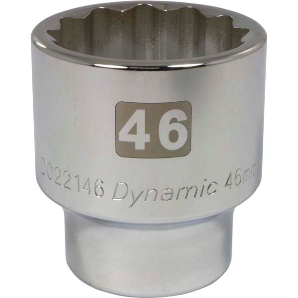 Dynamic Tools 3/4-in Drive 12 Point Metric, 46mm Standard Length, Chrome Finish Socket