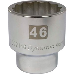 Dynamic Tools 3/4-in Drive 12 Point Metric, 46mm Standard Length, Chrome Finish Socket