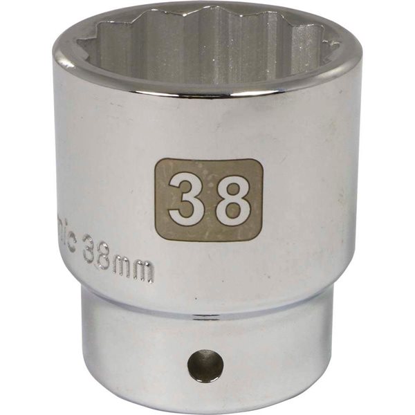 Dynamic Tools 3/4-in Drive 12 Point Metric, 38mm Standard Length, Chrome Finish Socket