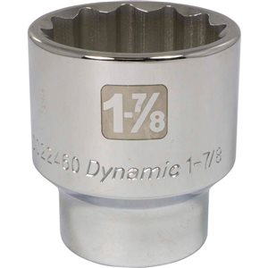 Dynamic Tools 3/4-in Drive 12 Point SAE, 1-7/8-in Standard Length, Chrome Finish Socket