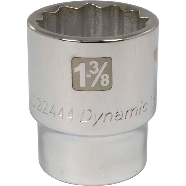 Dynamic Tools 3/4-in Drive 12 Point SAE, 1-3/8-in Standard Length, Chrome Finish Socket