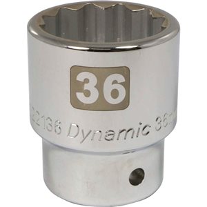 Dynamic Tools 3/4-in Drive 12 Point Metric, 36mm Standard Length, Chrome Finish Socket