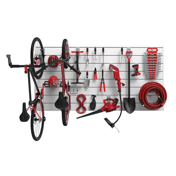 CrownWall 6-Inch - 8 ft. x 4 ft. White Heavy Duty PVC Slatwall Organizer Kit