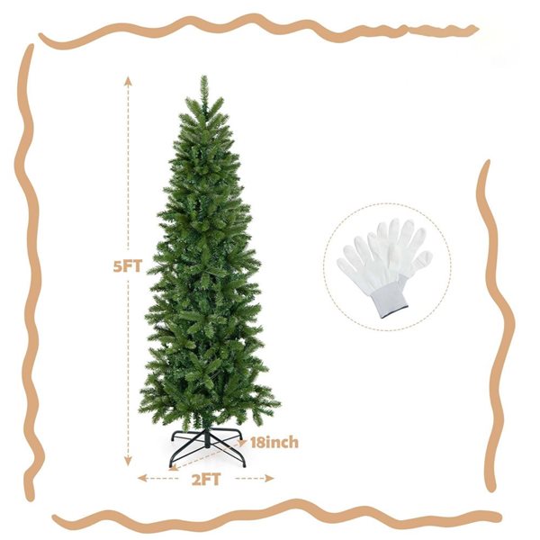 Costway 5-ft Pre-Lit Hinged Artificial Christmas Tree with 390 Tips and 180 Multicolour Lights