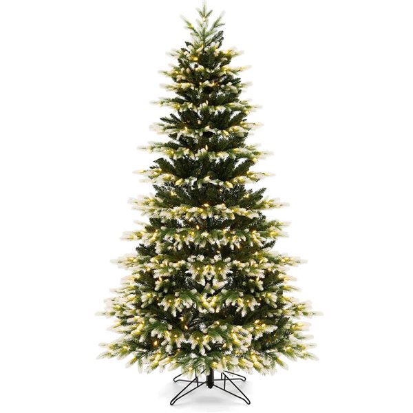 Costway 7-ft Pre-Lit Christmas Tree 3 Modes Hinged with Quick Power Connector - 500 Lights