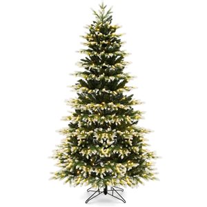 Costway 7-ft Pre-Lit Christmas Tree 3 Modes Hinged with Quick Power Connector - 500 Lights