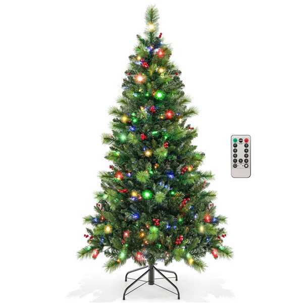 Costway 6-ft 9 Lighting Modes Pre-Lit Artificial Christmas Tree w/ 300 LED Lights and Timer