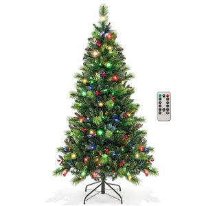 Costway 6-ft 9 Lighting Modes Pre-Lit Artificial Christmas Tree w/ 300 LED Lights and Timer