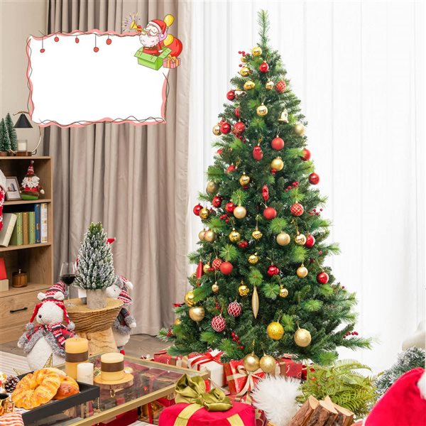 Costway 6-ft 9 Lighting Modes Pre-Lit Artificial Christmas Tree w/ 300 LED Lights and Timer