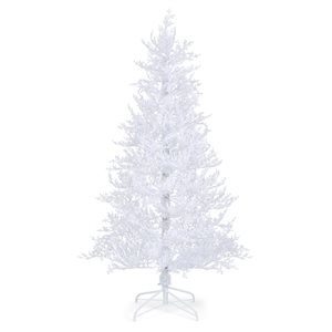 Costway 6-ft Pre-Lit 11 Lighting Mode Christmas Tree Snow Flocked Hinged with 300 Lights