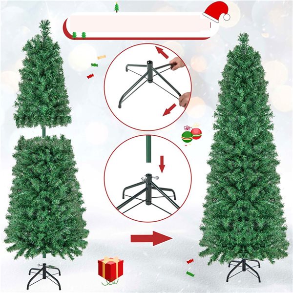 Costway 5-ft Pre-Lit Artificial Xmas Tree with Colourful Fibre Optics - 361 PVC Branch Tips