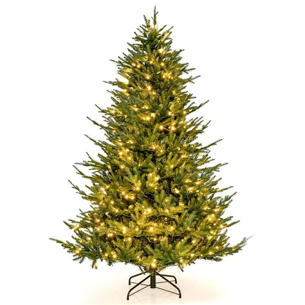Costway 7-ft Pre-Lit Artificial Christmas Tree with Hinged 1130