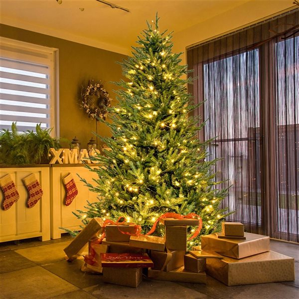 Costway 7-ft Pre-Lit Artificial Christmas Tree with Hinged 1130