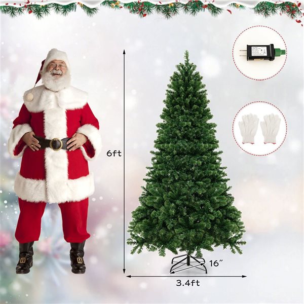 Costway 6-ft 560 Warm White LED Lighted Artificial Xmas Tree with 821 PVC Branch Tips