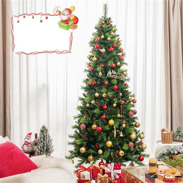 Costway 8-ft 9 Lighting Mode Pre-Lit Artificial Christmas Tree with 500 LED Lights and Timer