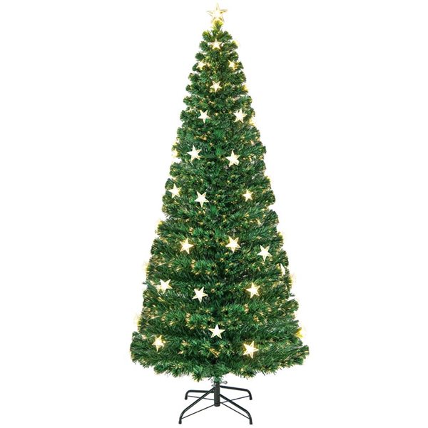 Costway 7-ft Pre-Lit Artificial Xmas Tree with 280 Branch Tips and 40 Warm White Star Lights